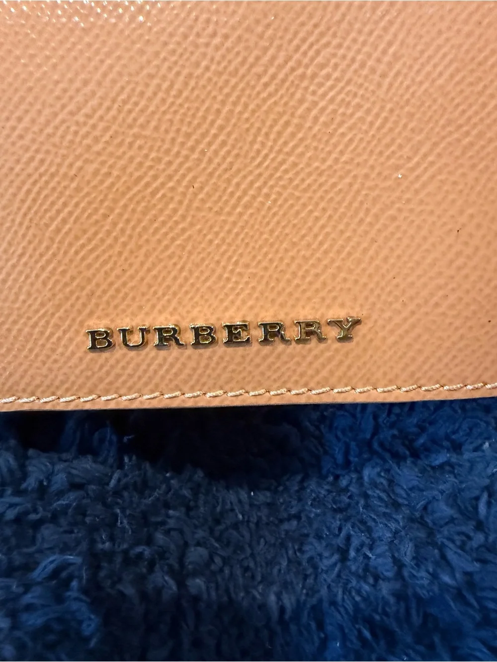 Burberry Peach Leather Card Holder with Gold Logo